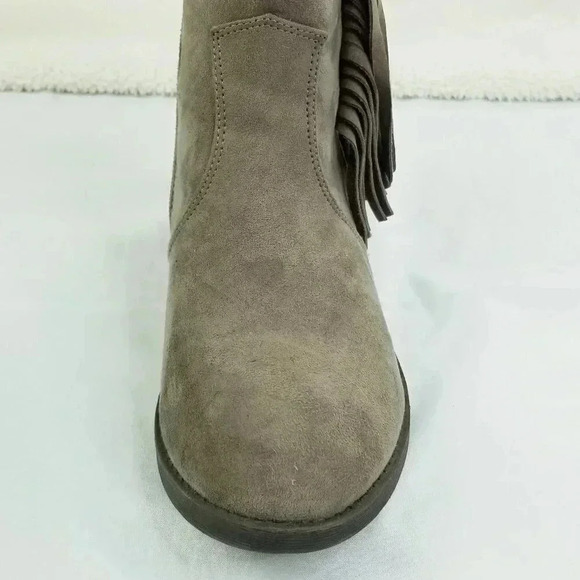 Sam Edelman Size 4 Taupe Becka Addie Side Zip Tassels Suede Women's Ankle Boots - Picture 3 of 12